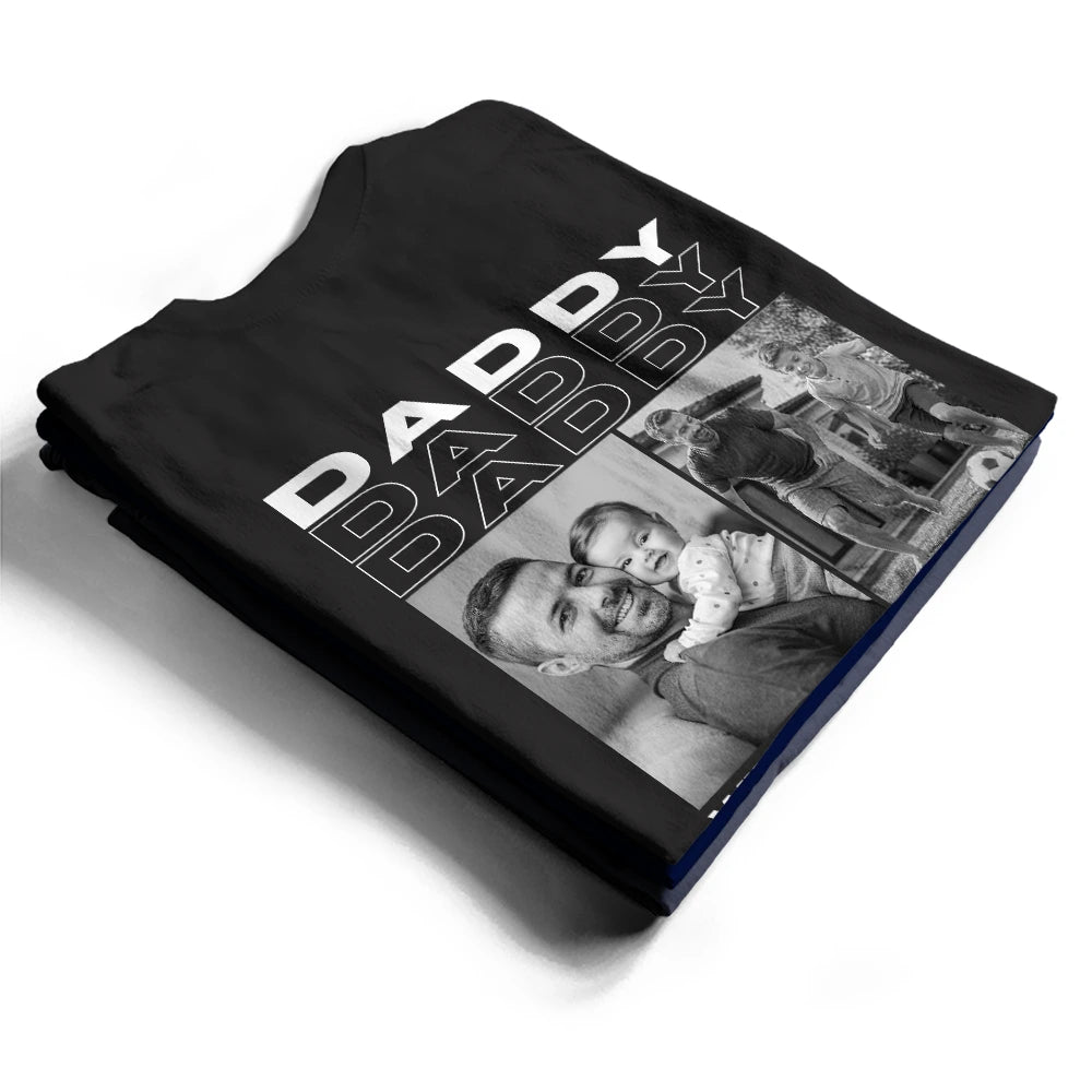 Gift For Father,Happy,Photo - Custom Photo Just A Dad And His Girl Boy - Personalized T Shirt