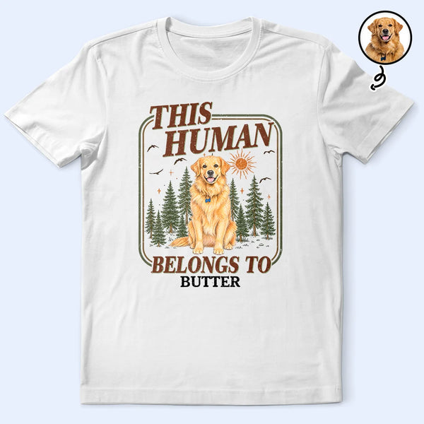 Custom Photo,Art Design,Pet Lovers,Playful,Photo - Colored Pencil - Custom Photo Colored Pencil Sketch This Human Belongs To - Personalized T Shirt