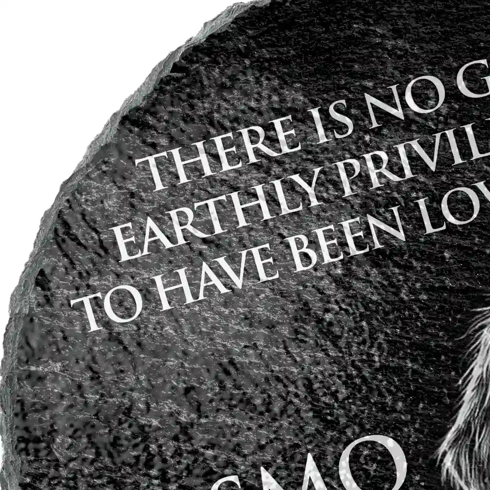 Art Design,Healing,Pet Memorial,Pet Lovers,Memorial,Photo - Pencil Sketch - Dark BG - Custom Photo White Pencil Sketch Art There Is No Greater Earthly Privilege Than To Have Been Loved By A Dog - Personalized Circle Memorial Garden Stone