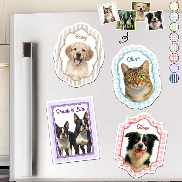 Art Design,Playful,Pet Lovers,Photo - Watercolor - Remove BG - Custom Photo Realistic Watercolor Art Dog Cat Pet Baby Portrait Vintage - Personalized Magnet