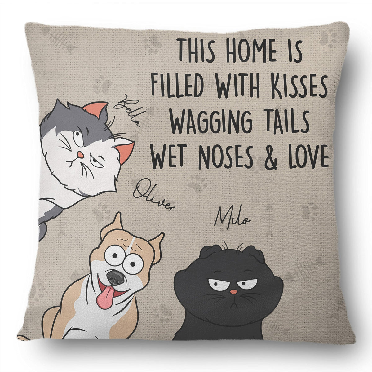 This Home Is Filled With Kisses - Gift For Dog, Cat, Pet Lovers - Personalized Pillow