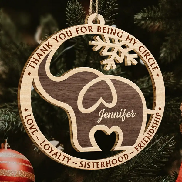Gift For Sisters, Gift For Bestie, Gift For Women - Elephant Friendship Sisterhood Sisters Besties Keepsake - Personalized Wooden Cutout Ornament