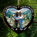Gift For Bestie, Gift For Sisters - Flower Field Sisters Are Different Flowers From The Same Garden - Personalized 2-Layered Wooden Ornament