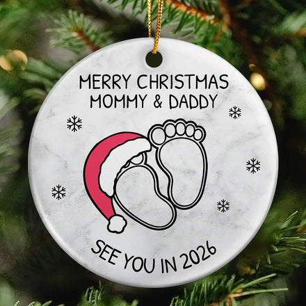 Baby Expecting See You In 2026 - Personalized Circle Ceramic Ornament