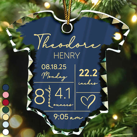 Baby Information - Personalized Onesie Shaped Glass Ornament