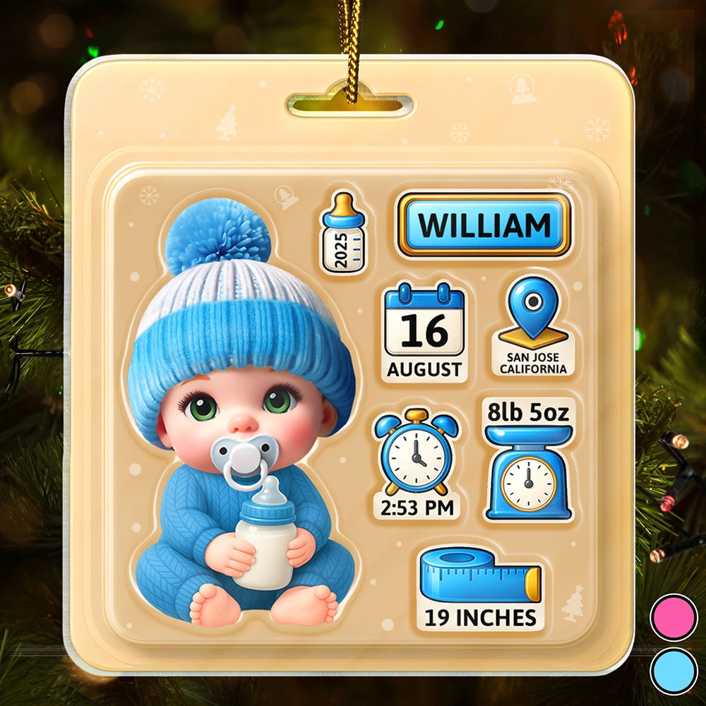 Baby Information Toy Box - Personalized Custom Shaped Acrylic Ornament