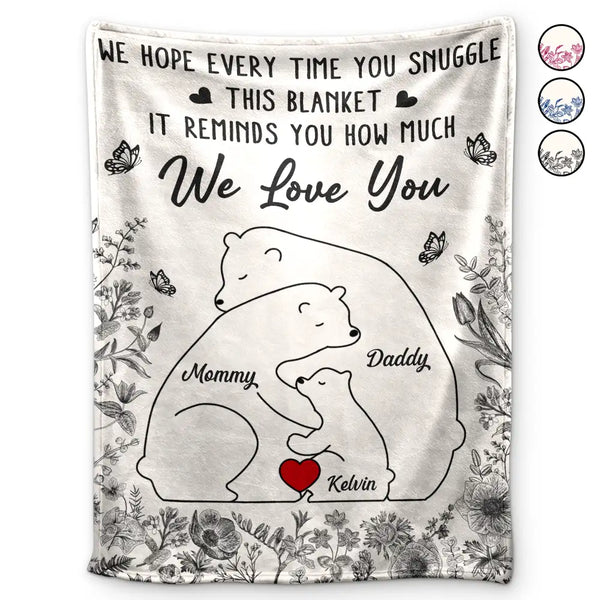 Gift For Couples, Family, Parents, Love - Bear Family This Blanket Reminds You How Much We Love You - Personalized Fleece Blanket, Sherpa Blanket