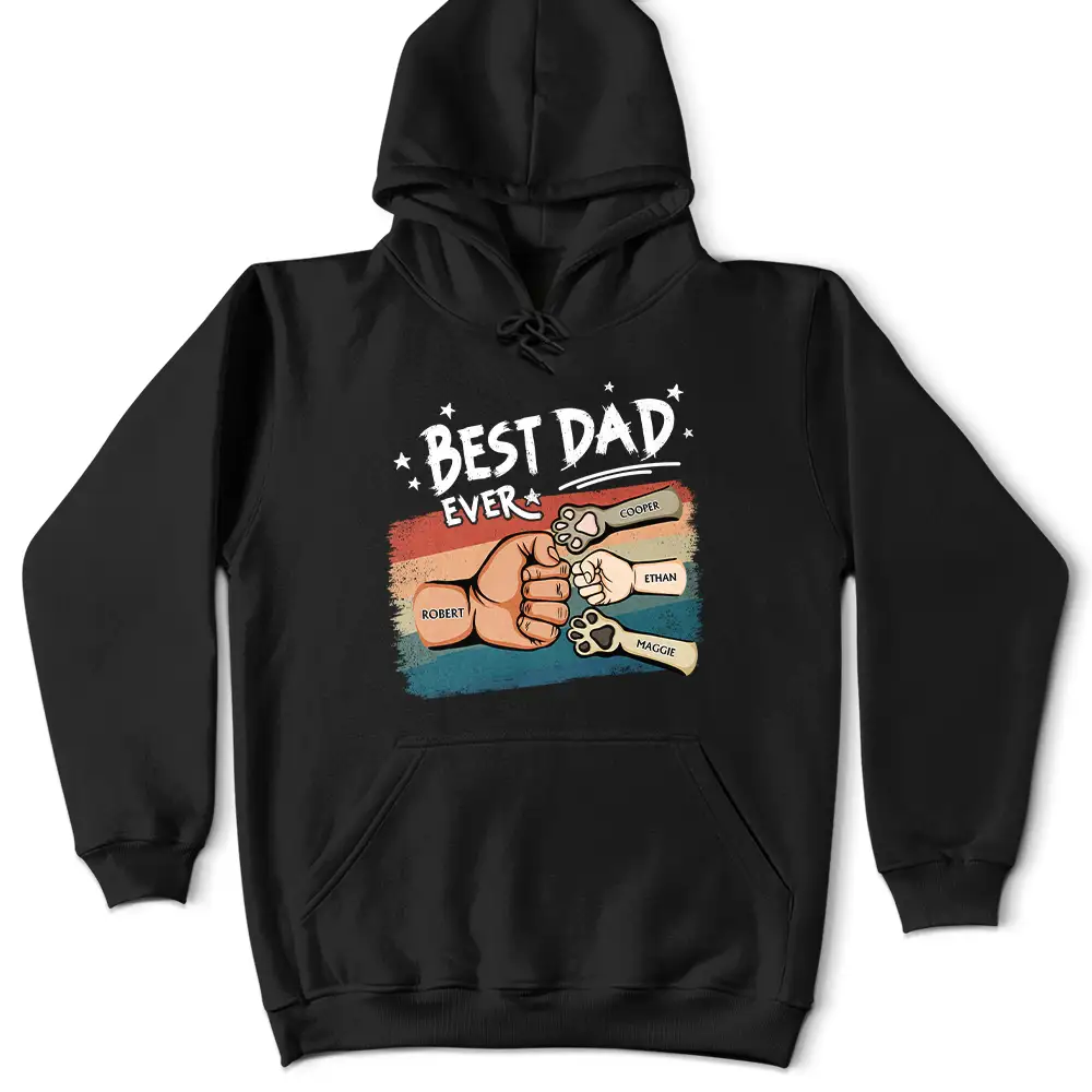 Gift For Father,Happy,Icon - Best Dad Ever Hand Punch Retro Brush Stroke - Personalized T Shirt