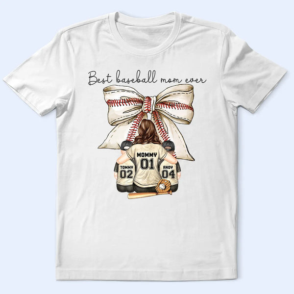 Gift For Mother,Baseball,Sport Mom,Happy - Best Baseball Mom Ever Coquette Bow - Personalized T Shirt