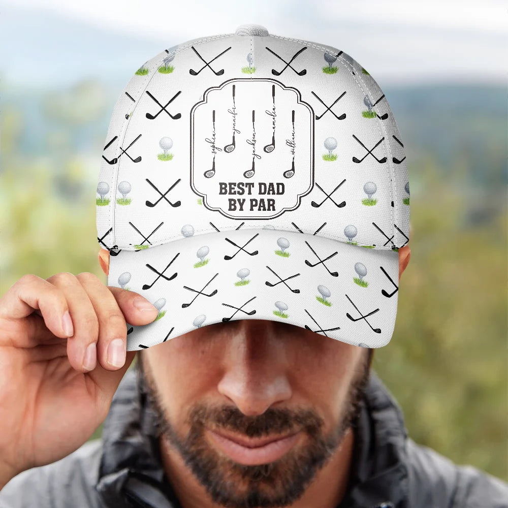 Gift For Grandpa,Gift For Father,Golf,Non-Eng,Icon,Proud - Best Dad By Par Golf Clubs - Personalized Classic Cap