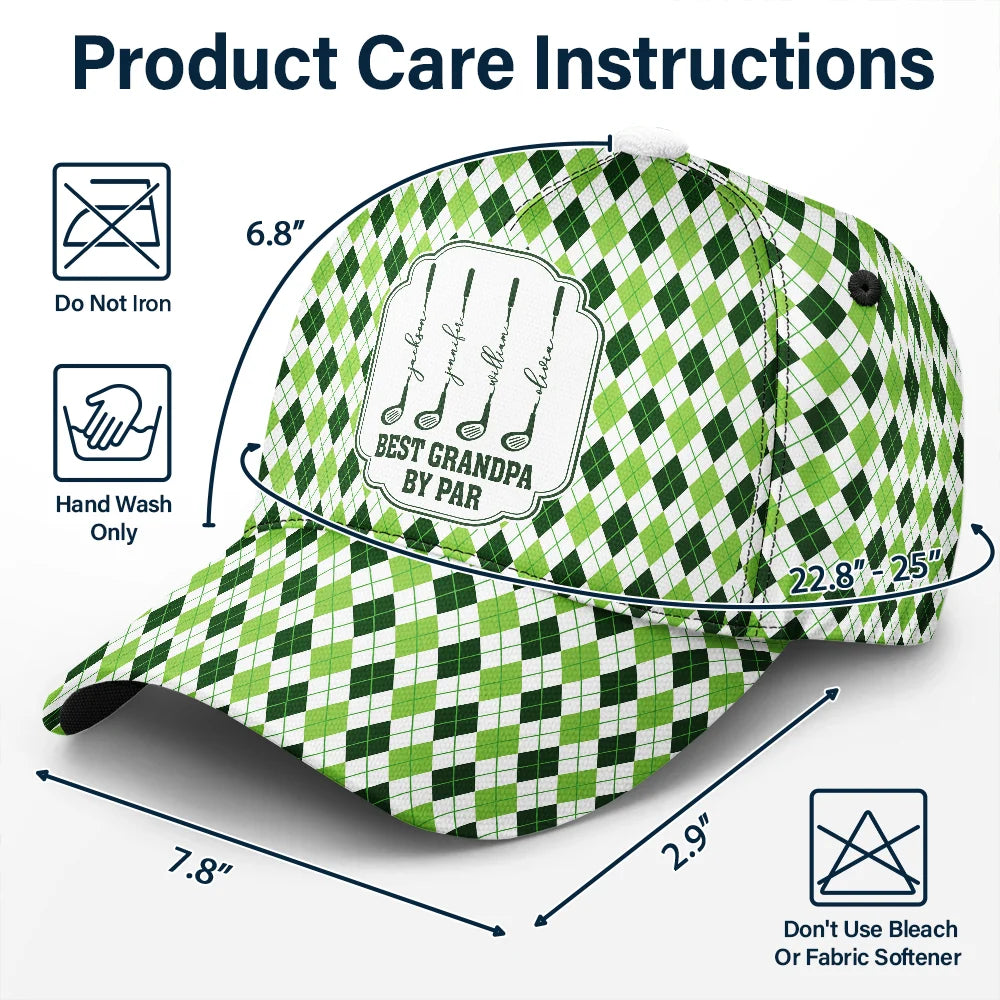 Gift For Grandpa,Gift For Father,Golf,Non-Eng,Icon,Proud - Best Dad By Par Golf Clubs - Personalized Classic Cap