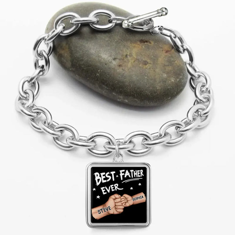 Gift For Father,Parents,Gift For Mother,Happy,Gift For Husband,Gift For Wife,Gift For Grandpa,Gift For Grandma - Best Dad Ever - Personalized Charm Bracelet