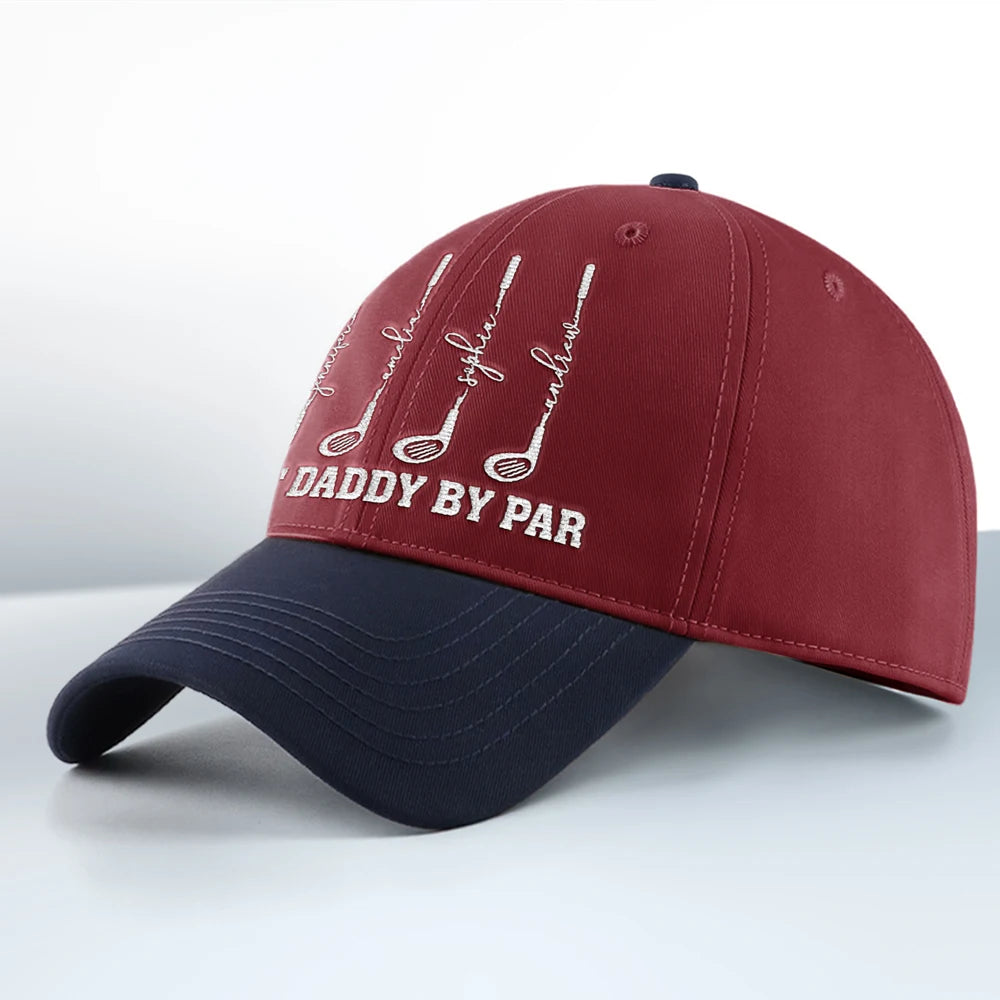 Gift For Grandpa,Gift For Father,Golf,Non-Eng,Icon,Proud - Best Dad Grandpa By Par Golf Clubs - Personalized Embroidered Two Tone Cap