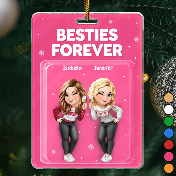 Christmas,Gift For Bestie,Happy - Bestie Forever 3D Effect Acrylic Block - Personalized Custom Shaped Acrylic Ornament