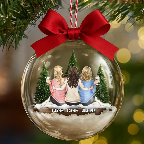 Gift For Bestie, Gift For Sisters, Christmas, Happy - Besties Friends Sisters Together - Personalized 3D Acrylic Ball Ornament