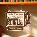 Reading, Gift For Yourself, Gift For Women, Happy - Books Read This Year 3D Effect Reading Girl - Personalized Hanging Tracker Sign