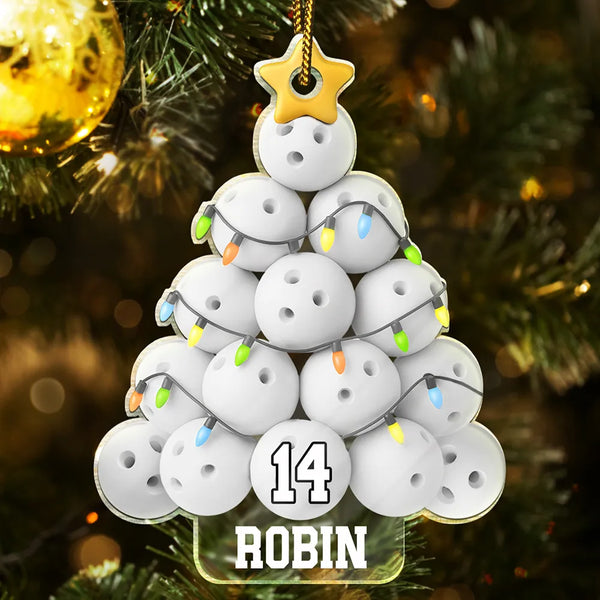 Gift For Yourself,Gift For Women,Gift For Men,Baseball,Basketball,Football,Golf,Happy,Christmas - Bowling Christmas Tree - Personalized Custom Shaped Acrylic Ornament