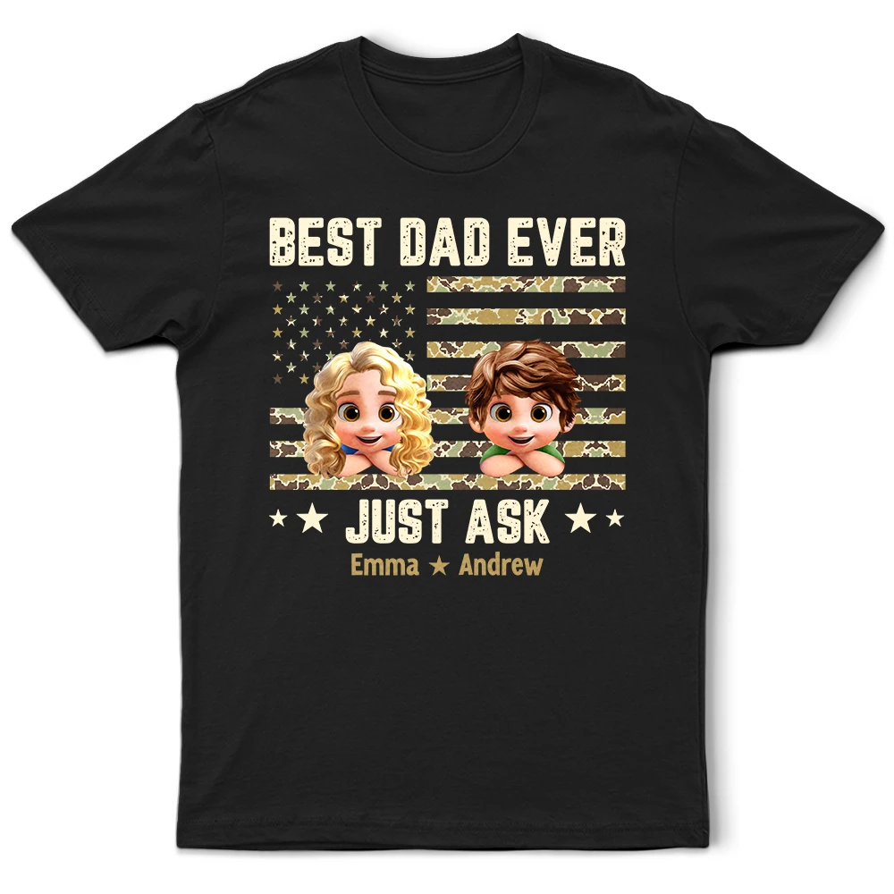 Gift For Father,Gift For Grandpa,Grandpa - Grandkids,Dad - Children,Non-Eng,Vector,Humorous - Camouflage Stars & Stripes Best Dad Ever - Personalized T Shirt