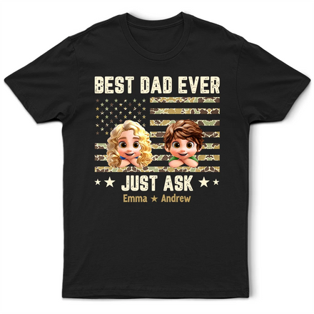 Camouflage Stars & Stripes Best Dad Ever - Personalized T Shirt