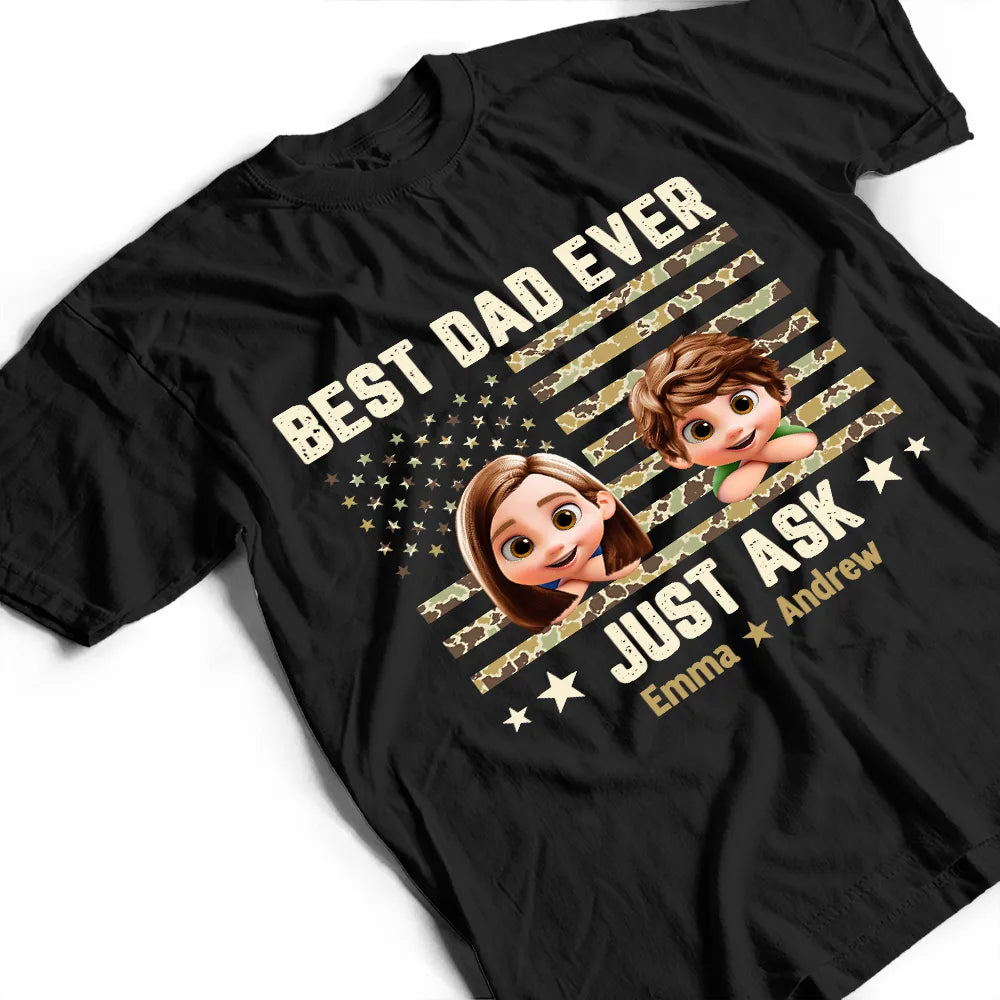 Gift For Father,Gift For Grandpa,Grandpa - Grandkids,Dad - Children,Non-Eng,Vector,Humorous - Camouflage Stars & Stripes Best Dad Ever - Personalized T Shirt