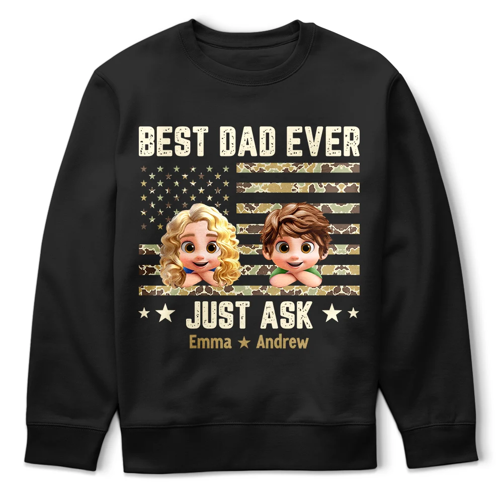 Gift For Father,Gift For Grandpa,Grandpa - Grandkids,Dad - Children,Non-Eng,Vector,Humorous - Camouflage Stars & Stripes Best Dad Ever - Personalized T Shirt