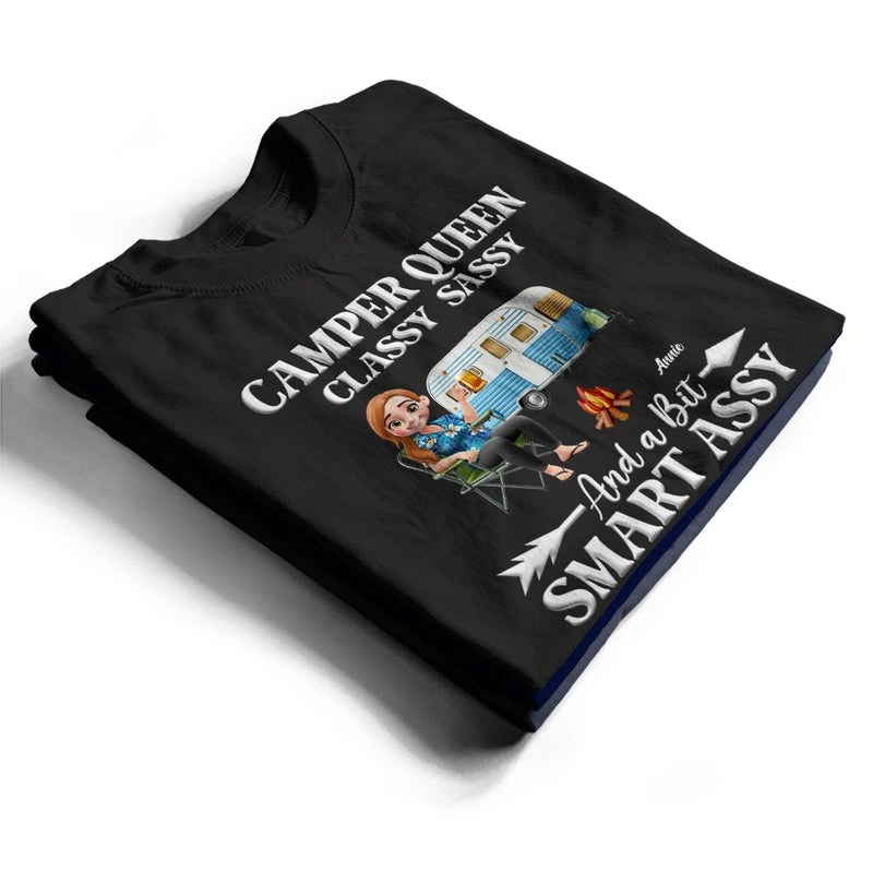 Gift For Yourself,Camping,Campsite,Happy - Camper Queen Classy Sassy - Personalized T Shirt