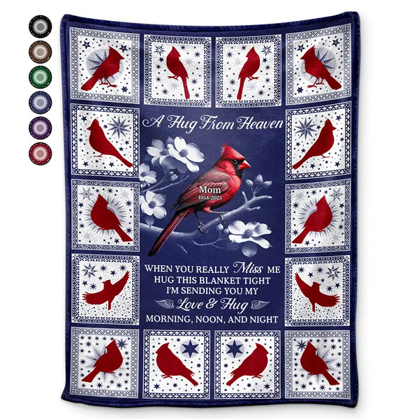 Gift For Yourself,Gift For Women,Gift For Men,Memorial,Sad - Cardinal Bird A Hug From Heaven - Personalized Fleece Blanket, Sherpa Blanket