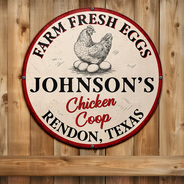 Funny,Farm,Gift For Yourself,Gift For Women,Gift For Men - Chicken Coop Farm Fresh Eggs - Personalized Custom Shaped Metal Sign