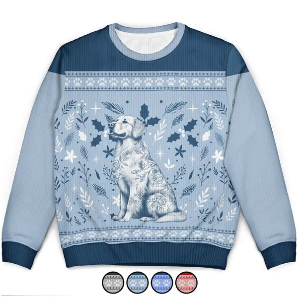 Pet Lovers,Pet Mom,Pet Dad,Dog Lovers,Dog Mom,Dog Dad,Christmas,Love - Chinoiserie Toile De Jouy Dog - Personalized Unisex Ugly Sweater