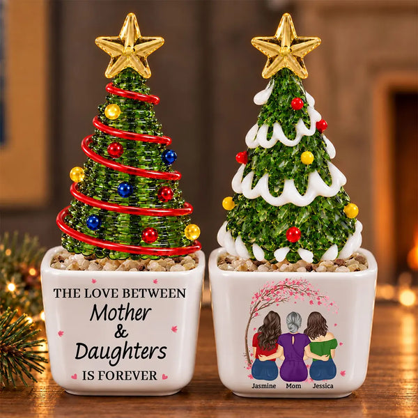 Christmas, Gift For Children, Gift For Daughter, Gift For Mother, Gifts For Her, Mom - Children, Mom - Daughter, Mom - Daughter (Adult),Mom - Daughter (Young), Sentimental, Vector - Christmas Gift For Mom, Daughter - Personalized Love Between Mother And Daughters Stained Glass Christmas Tree