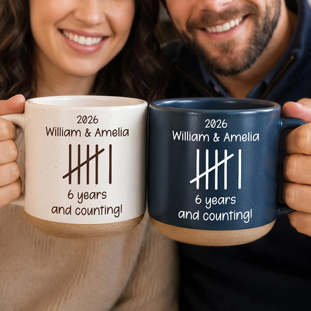 Couple Wedding Anniversary Gift Tally Mark - Personalized Pottery Mug