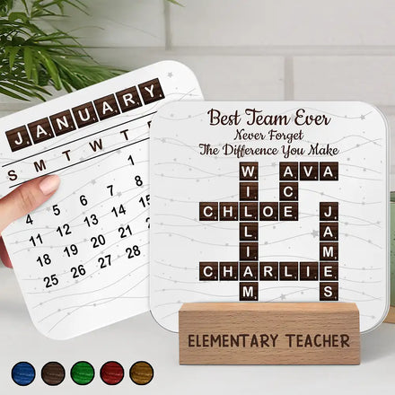 Crossword Best Team Ever - Personalized Calendar With Wooden Stand