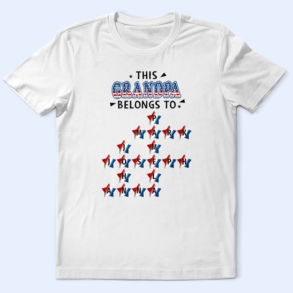 Independence Day, Gift For Grandpa, Adorable, Crossword - Crossword This Grandpa Belongs To Kids - Personalized T Shirt