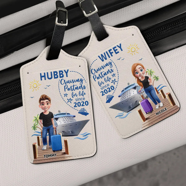 Cruising,Travel,Gift For Couples,Gift For Husband,Gift For Wife,Summer,Beach,Happy - Cruising Couple 3D Partners For Life - Personalized Combo 2 Luggage Tags
