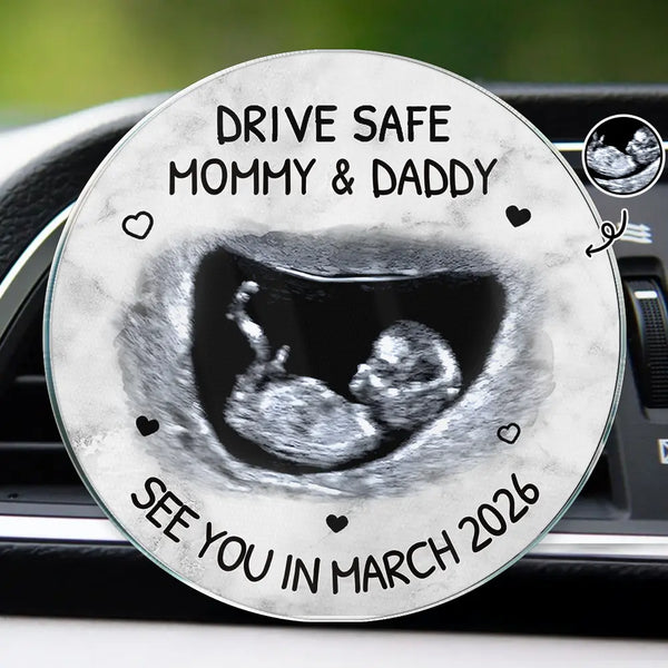 New Dad,New baby,New Mom,Happy - Custom Photo Expecting Parents See You In - Personalized Acrylic Car Vent Clip