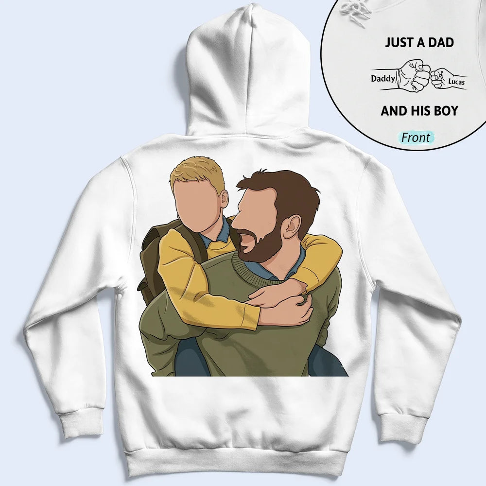 Custom Photo,Gift For Father,Dad - Daughters (Young),Non-Eng,Photo - Faceless Portrait ,Icon,Proud - Custom Photo Faceless Portrait Just A Dad And His Girl - Personalized T Shirt