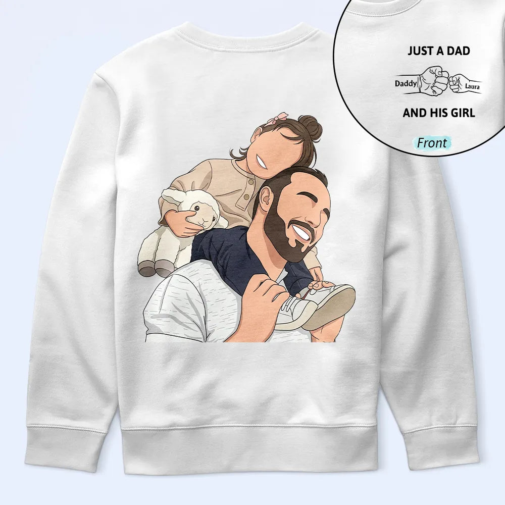 Custom Photo,Gift For Father,Dad - Daughters (Young),Non-Eng,Photo - Faceless Portrait ,Icon,Proud - Custom Photo Faceless Portrait Just A Dad And His Girl - Personalized T Shirt