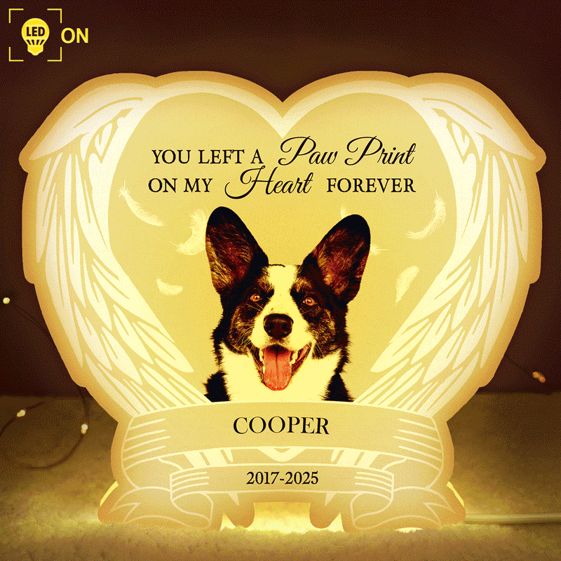 Pet Lovers,Cat Lovers,Dog Lovers,Sad,Memorial - Custom Photo Forever Loved Memorial Dog Cat - Personalized Custom Shaped Light Box