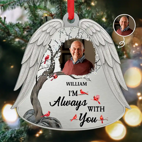 Christmas, Memorial, Parents - Custom Photo Angel Wings Were Ready But My Heart Was Not - Personalized Metal Ornament