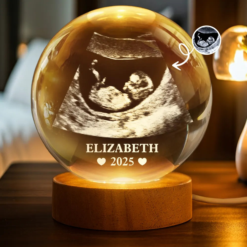 Custom Photo Baby Ultrasound - Personalized Crystal Globe Lamp