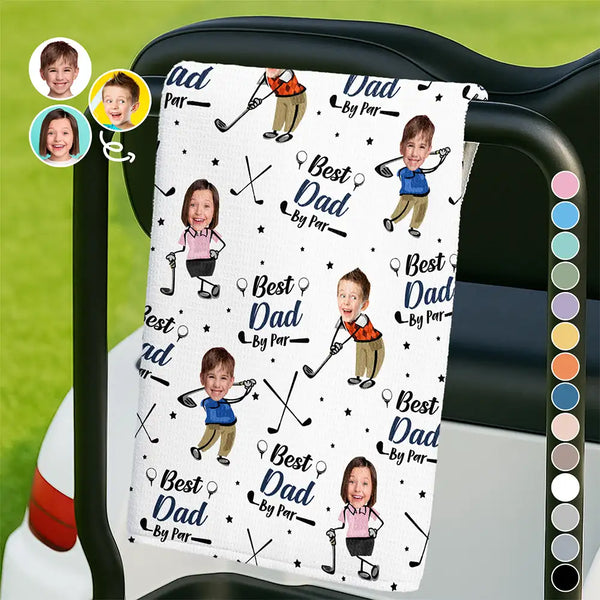 Happy, Sport Dad, Golf, Gift For Father, Gift For Men, Gift For Grandpa, Gift For Husband - Custom Photo Best Dad By Par - Personalized Golf Towel