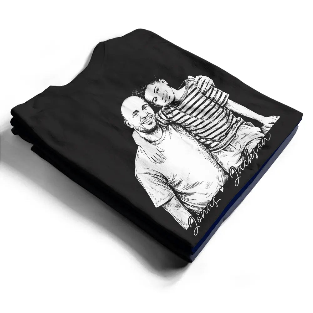 Custom Photo,Art Design,Gift For Grandpa,Proud,Photo - Pencil Sketch - Bold - Custom Photo Bold Sketch Papa Dad Cross Arrows - Personalized T Shirt