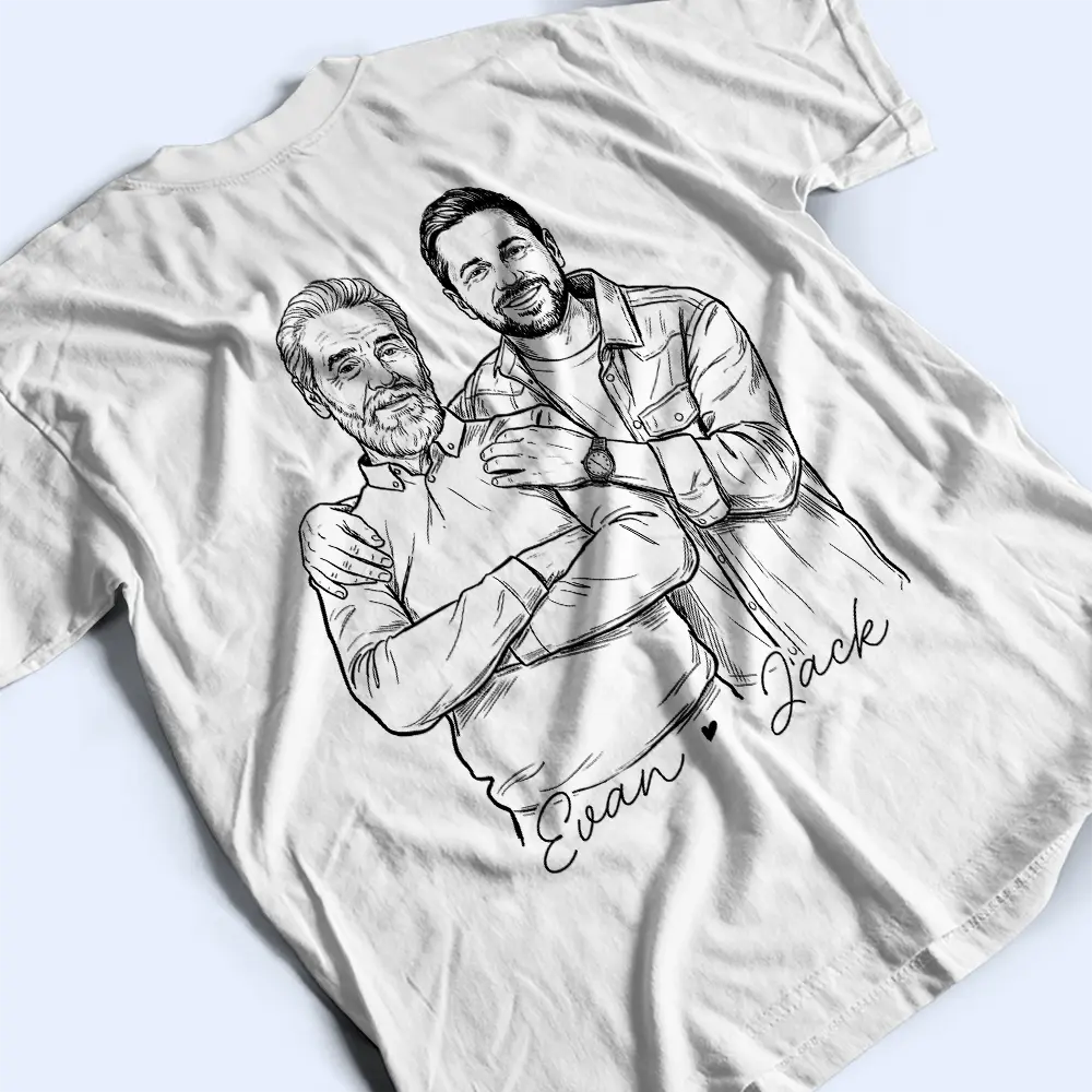 Custom Photo,Art Design,Gift For Grandpa,Proud,Photo - Pencil Sketch - Bold - Custom Photo Bold Sketch Papa Dad Cross Arrows - Personalized T Shirt