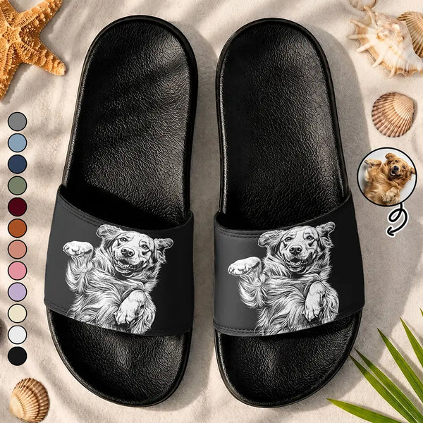 Custom Photo,Art Design,Summer,Pet Lovers,Top Market,Playful,Photo - Pencil Sketch - Bold - Custom Photo Bold Sketch Pet Portrait - Personalized Unisex Slides