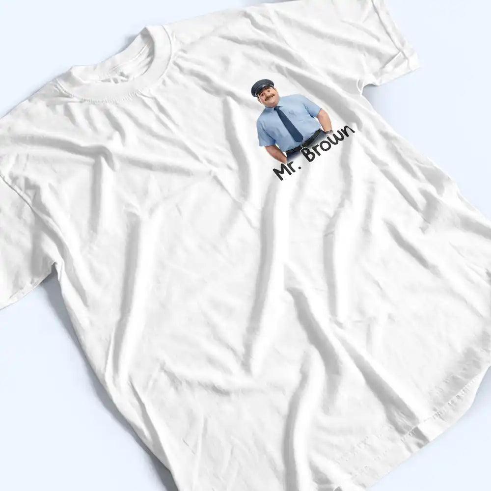 Art Design,Back To School,Proud,Photo - Cartoon Portrait - Custom Photo Cartoon Portrait The World Is A Better Place With You in It Gift For Bus Driver - Personalized T Shirt