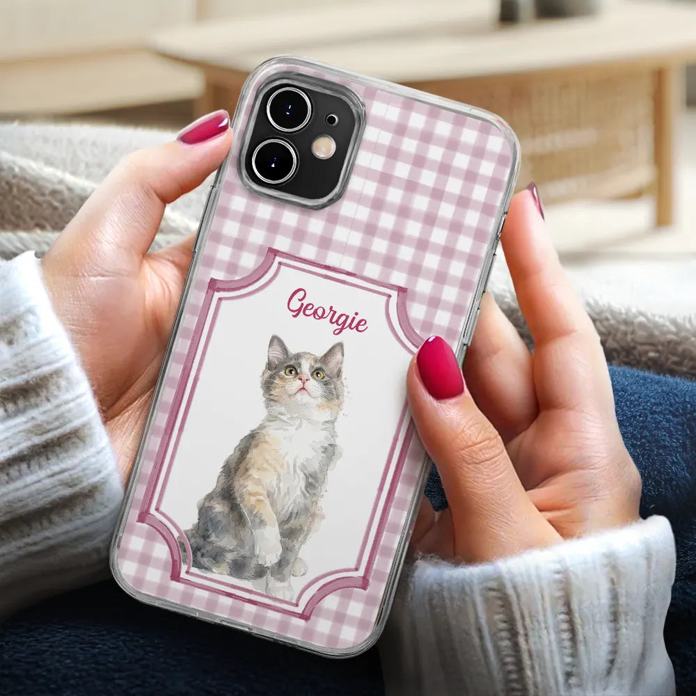 Custom Photo,Art Design,Pet Lovers,Top Market,Playful,Photo - Colored Pencil - Custom Photo Colored Pencil Sketch Dog Cat Pet Portrait - Personalized Clear Phone Case