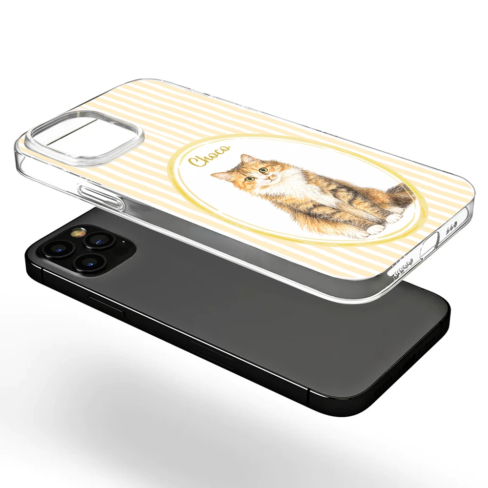 Custom Photo,Art Design,Pet Lovers,Top Market,Playful,Photo - Colored Pencil - Custom Photo Colored Pencil Sketch Dog Cat Pet Portrait - Personalized Clear Phone Case