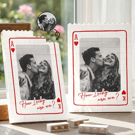 Custom Photo Couples How Lucky Are We - Personalized Vertical Rectangle Building Brick Blocks