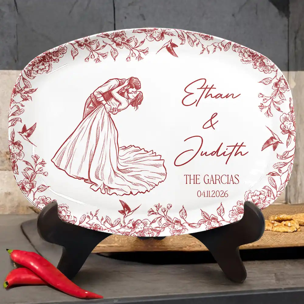 Gift For Couples, Married Couple, Custom Photo, Art Design, Wedding, Romantic, Photo - Pencil Sketch - Remove BG - Custom Photo Couples Wedding Engaged Bachelor Party - Personalized Plate