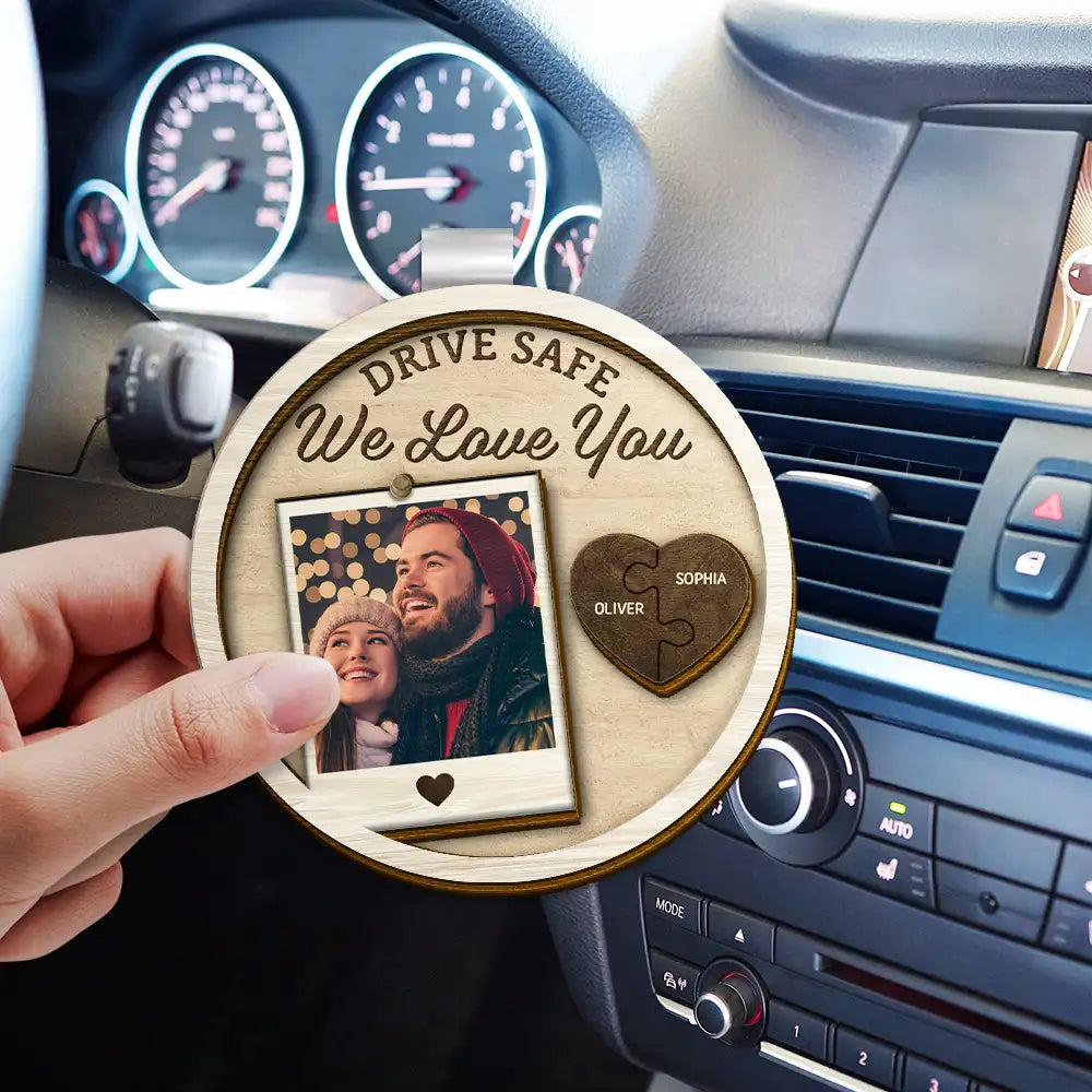 Gift For Couples, Gift For Wife, Gift For Girlfriend, Gift For Women, Love, Old Couples - Custom Photo Drive Safe I Love You Couples Vintage - Personalized Custom Shaped Car Visor Clip